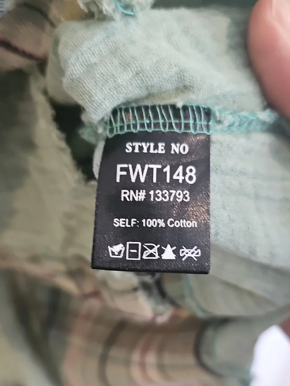 POL Distressed Button-Down Shirt Jacket in Sage Green and Plaid
